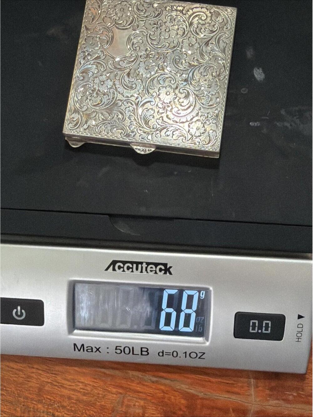 Vtg Polish Art Deco 900 Silver Compact 1920s Warsaw 2W Floral Chased Sifter Puff - Picture 13 of 13